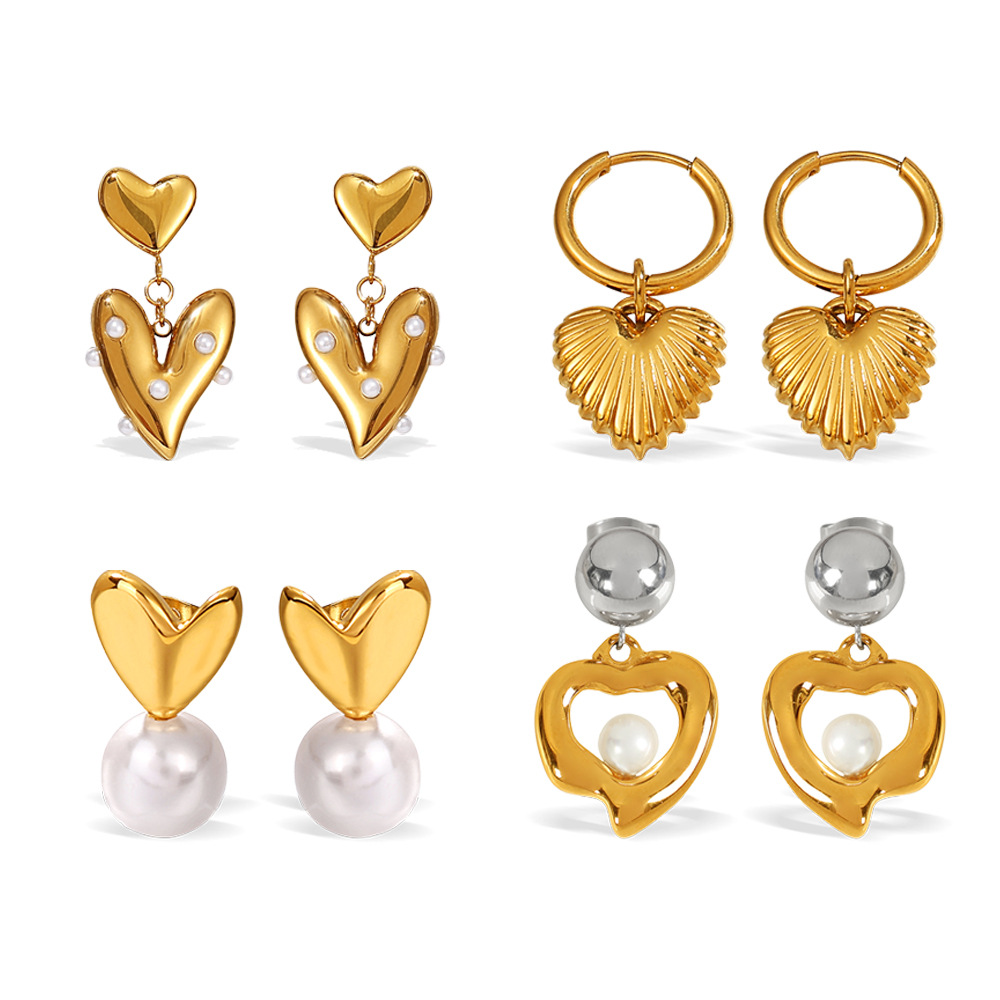 1 Pair Heart Stainless Steel Drop Earrings h5Picture4