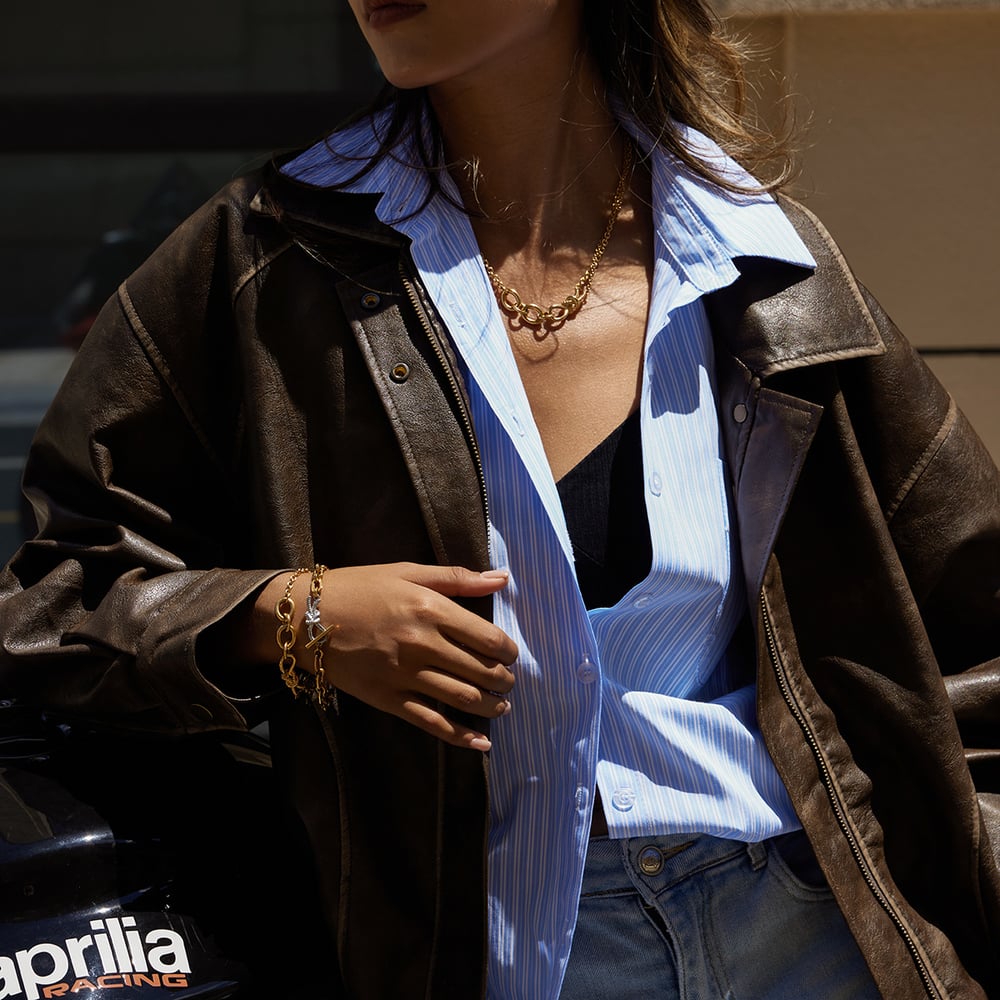 1 Piece Classic Twist Circle Stainless Steel Gold Color Women's Chain Necklaces h5Picture4