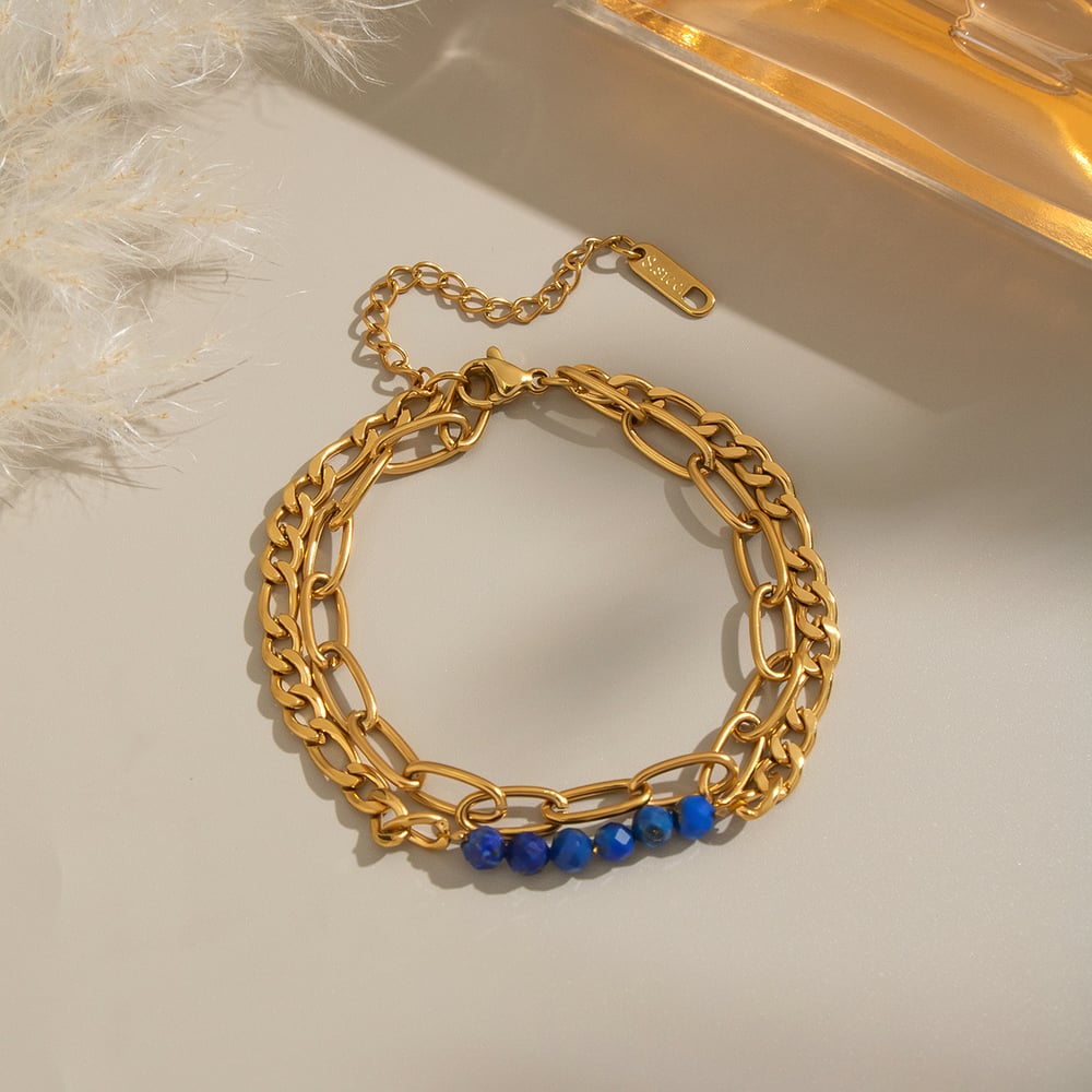 1 Stück Natursteinperlen Edelstahl Perlenarmband Bild4