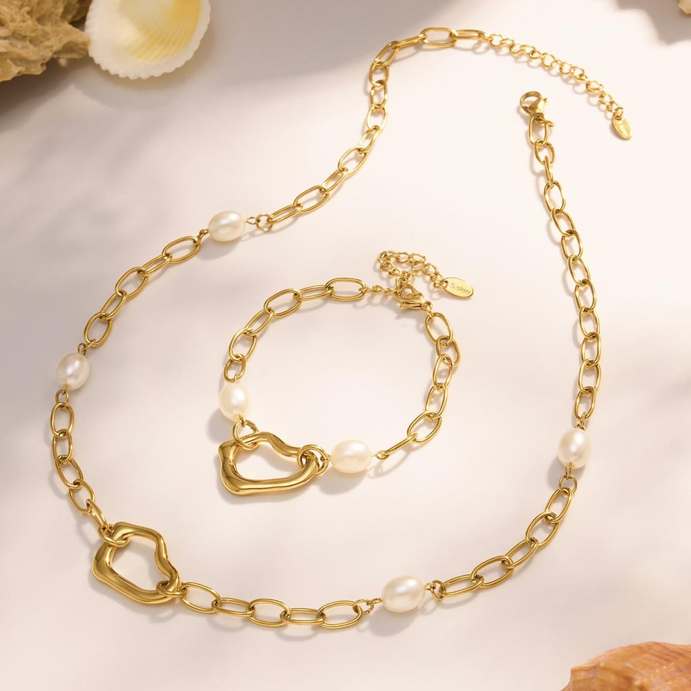 Classic Irregular Shape Stainless Steel Gold Color Women's Jewelry Sets h5Picture6