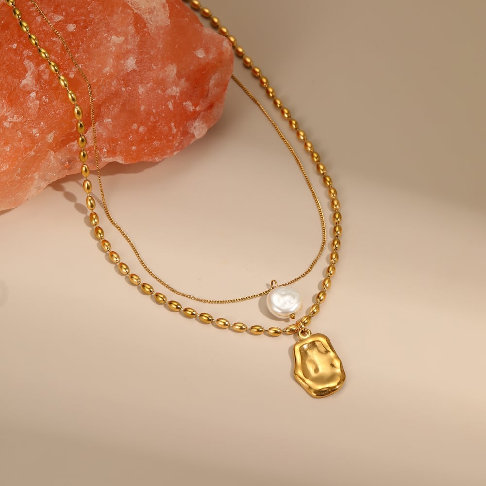 1 Piece Simple Elegant Irregular Shape Stainless Steel Women's Layered Necklaces h5Picture4