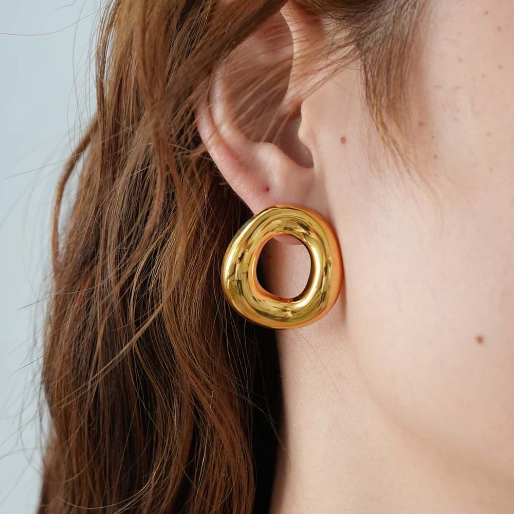 1 Piece Elegant Irregular Shape Stainless Steel  Gold Color  Women's Stud Earrings h5Picture6