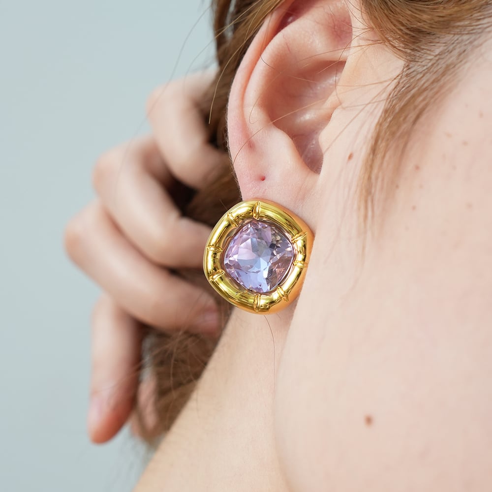 1 Pair Simple Rectangle Stainless Steel  Gold Color  Women's Stud Earrings Picture4