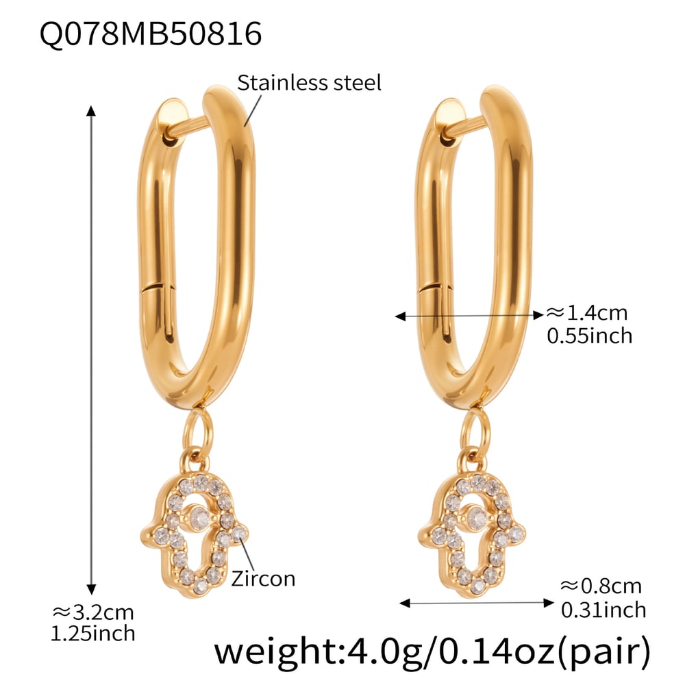1 Pair Delicate Devil's Eye Stainless Steel Gold Color Zircon Women's Drop Earrings