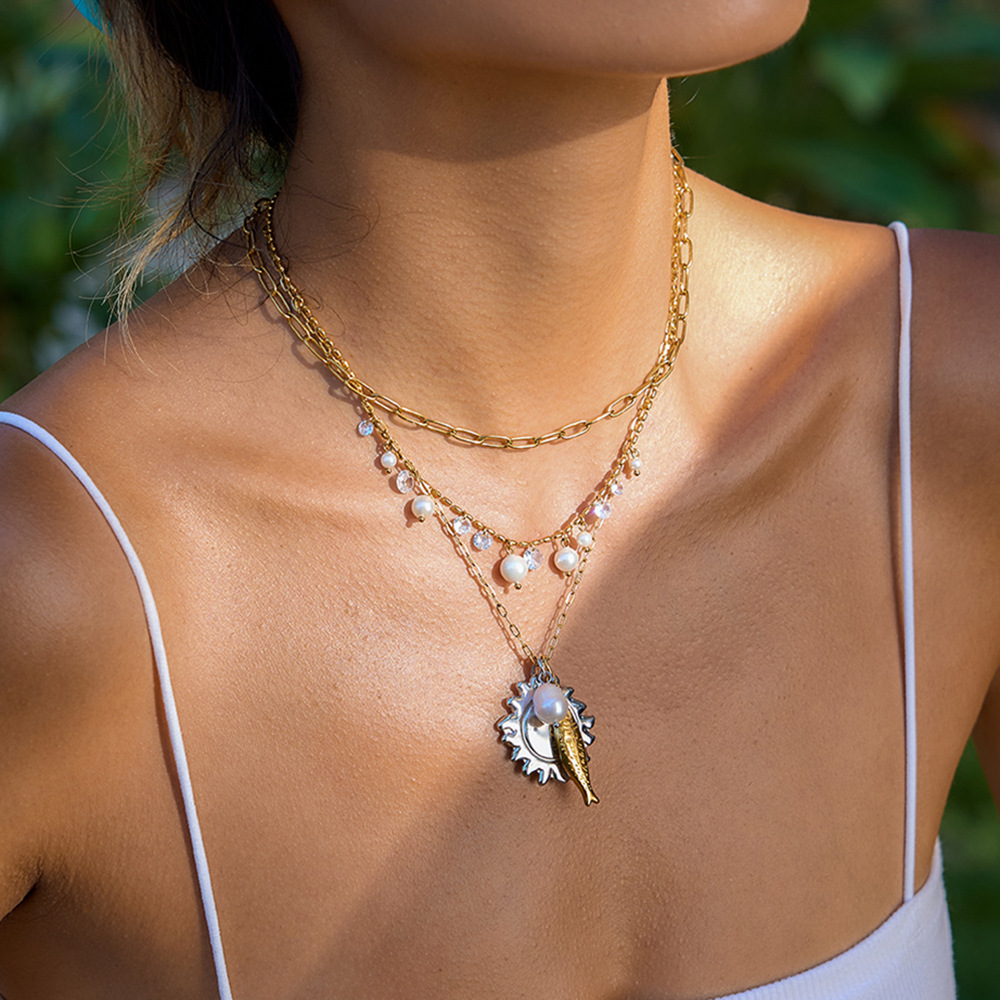 1 Piece Elegant Tassel Stainless Steel Gold Color Women's Pendant Necklaces h5Picture4