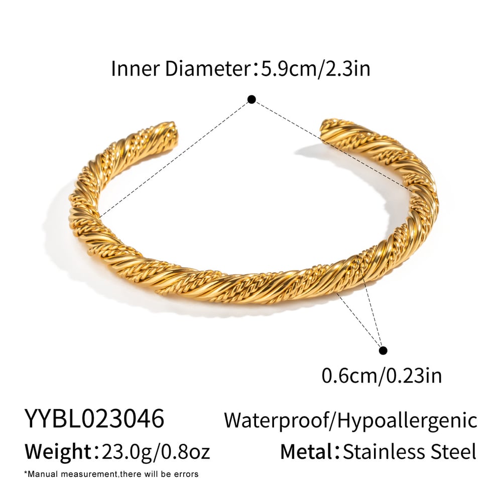 1 Piece Stainless Steel Gold Color Cuff Bracelet