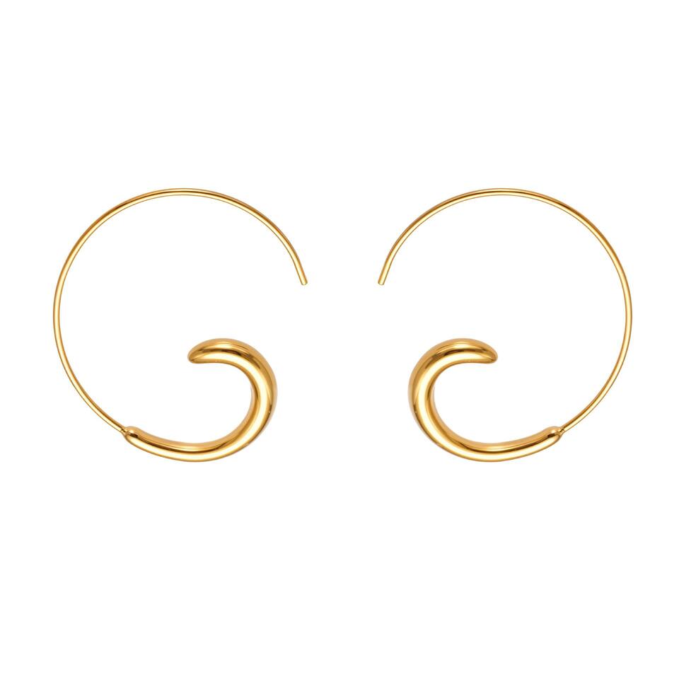 1 Paar minimalistische Creolen mit unregelmäßigem Kreis aus Edelstahl in Goldfarbe für Damen h5Bild3