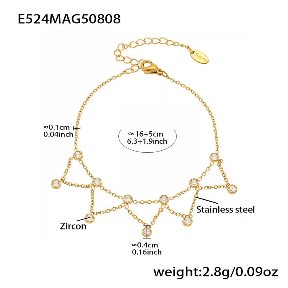 1 Piece Classic Letter Stainless Steel Gold Color Zircon Women's Charm Bracelets