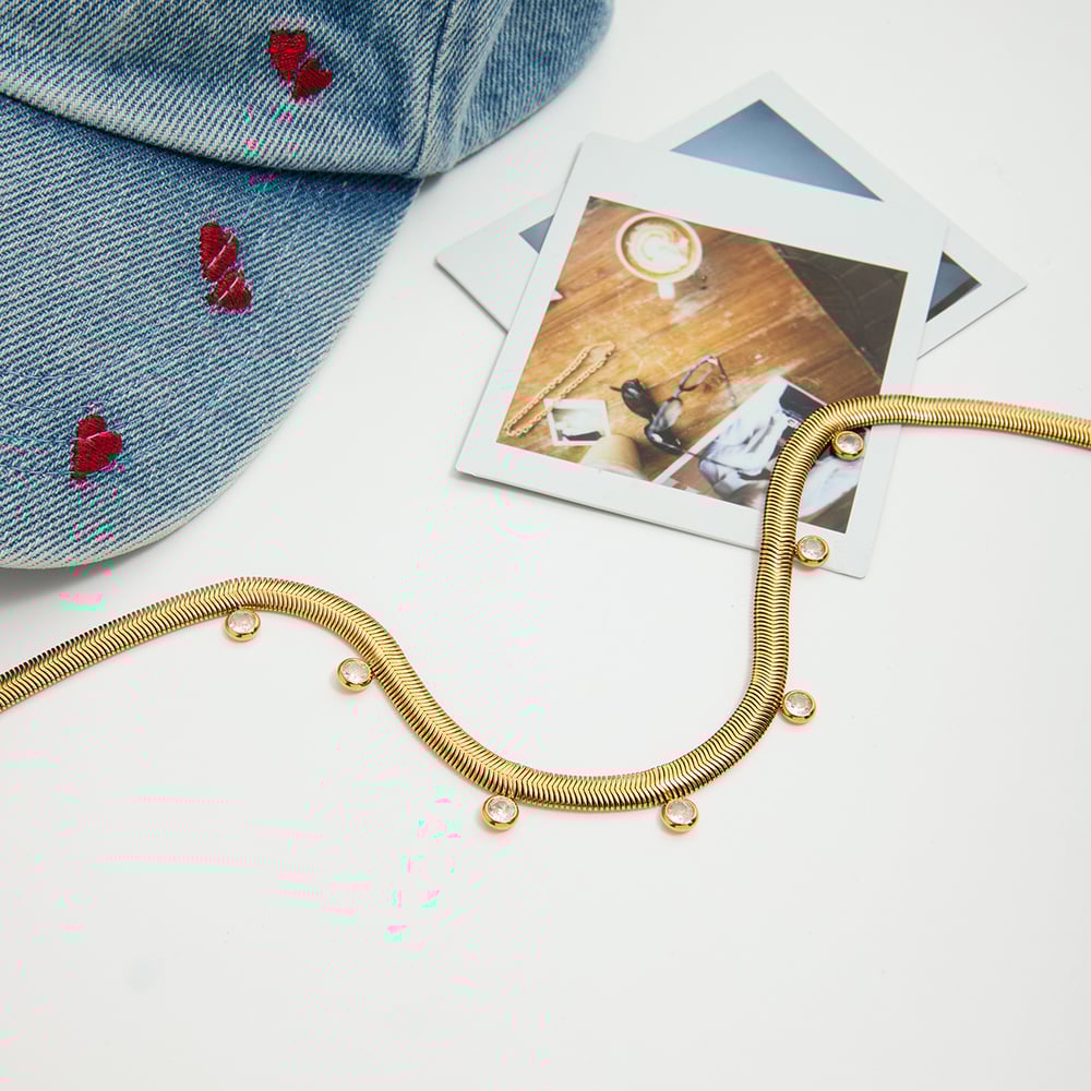 1 Piece Elegant Lines Stainless Steel Gold Color Women's Pendant Necklaces h5Picture7