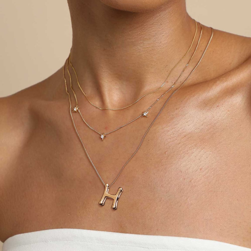 1 Piece Classic Letter H Stainless Steel Gold Color Women's Pendant Necklaces h5Picture6