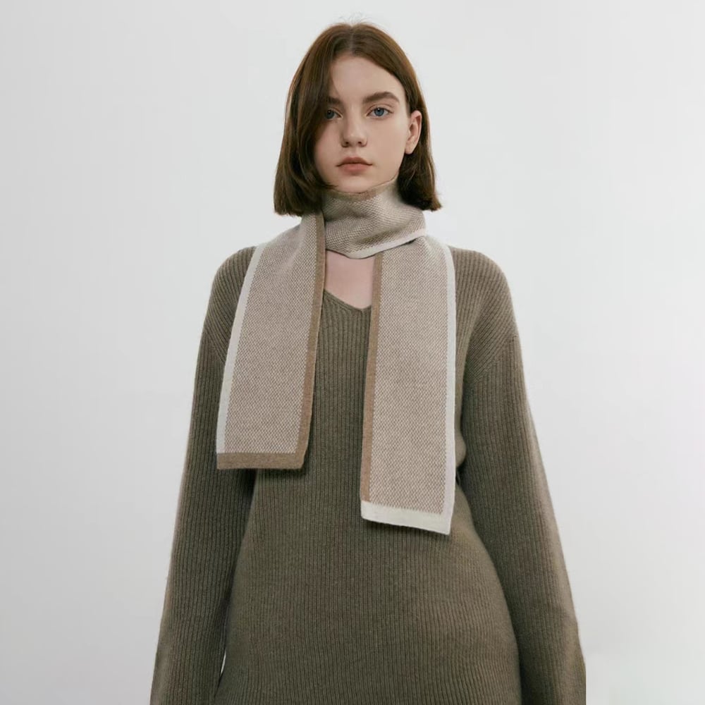 1 Stück einfache Patchwork-Polyester-Winterschals für Damen Bild2