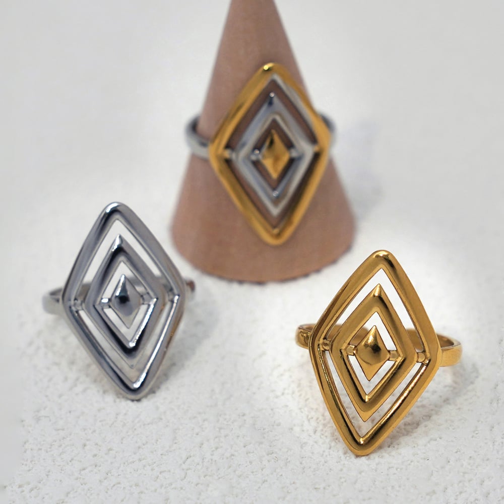 1 Stück Simple Series Casual Lines Edelstahl Statement Ringe für Damen h5Bild6