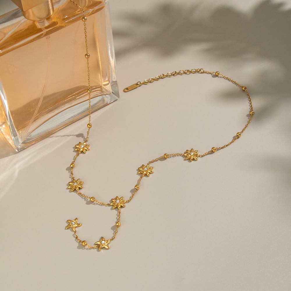 Flower Stainless Steel  Gold Color Necklace Set Picture3