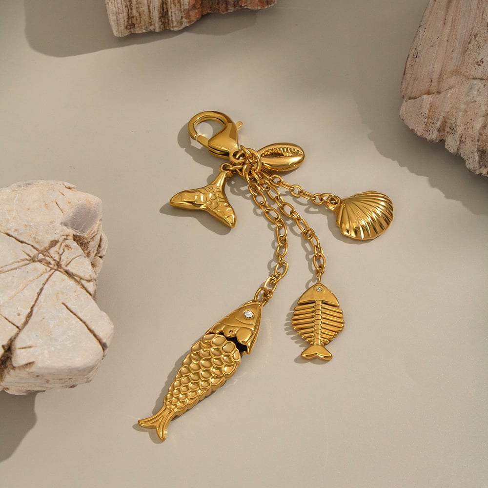 1 Piece Oceanic Stainless Steel Gold Color Keychain Picture4