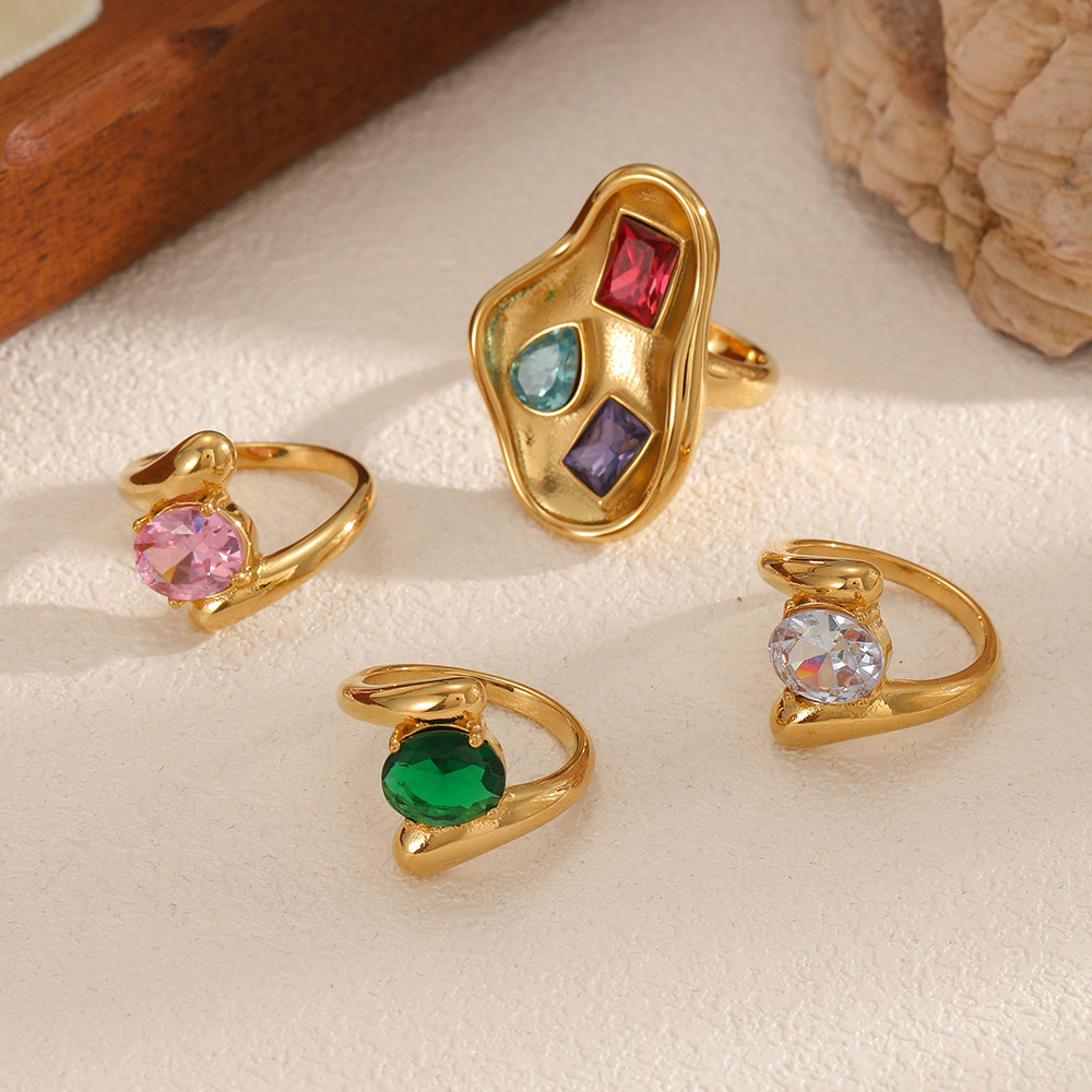 1 Piece Polychrome Series Geometric Women's Gemstone Rings Picture2