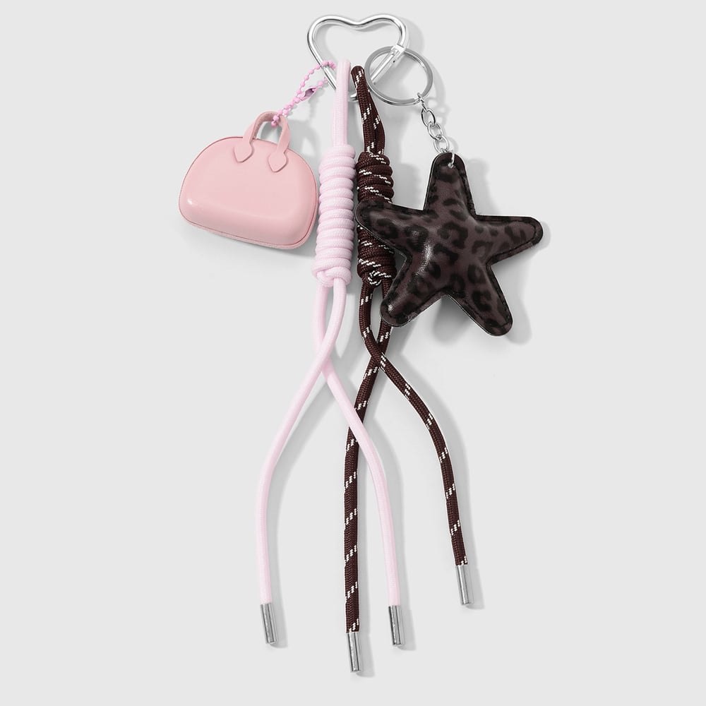 1 PiecLeather Flower Leopard Print Star Bag Charm