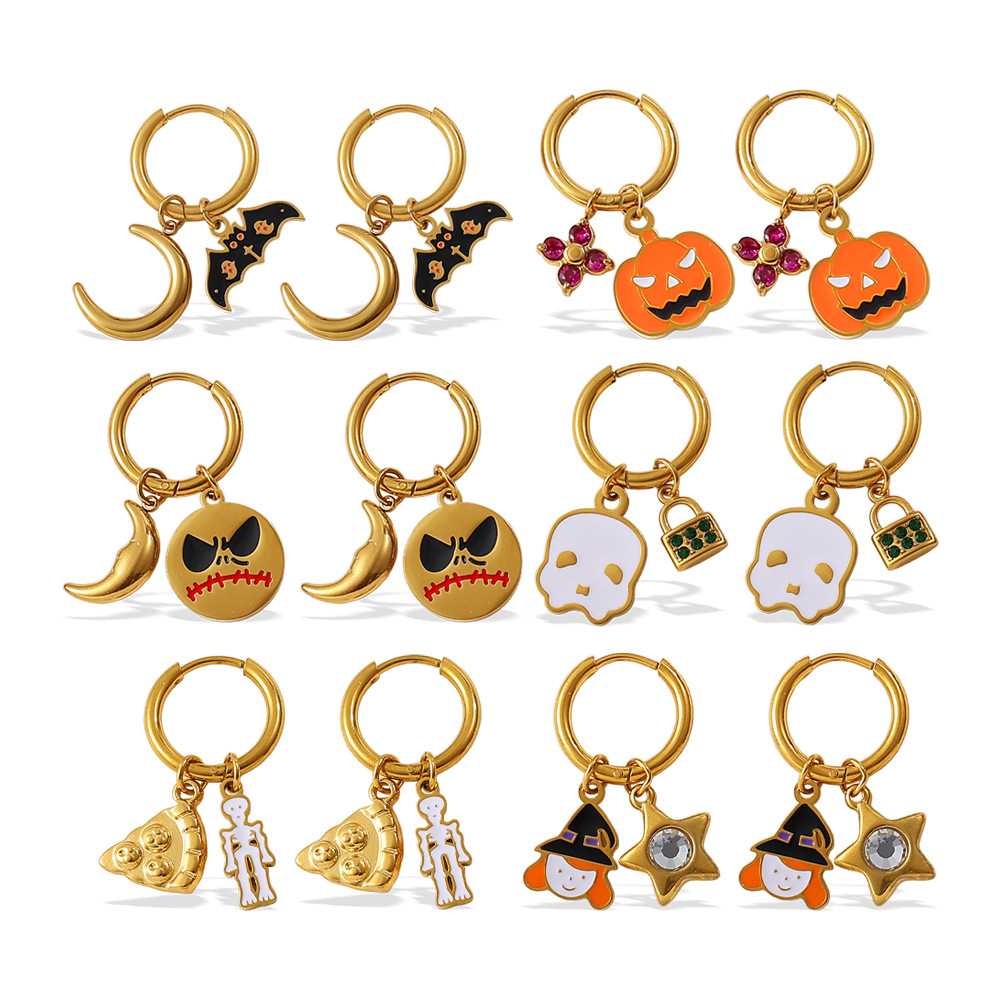 1 Paar Halloween-Ohrhänger aus Edelstahl h5Bild6