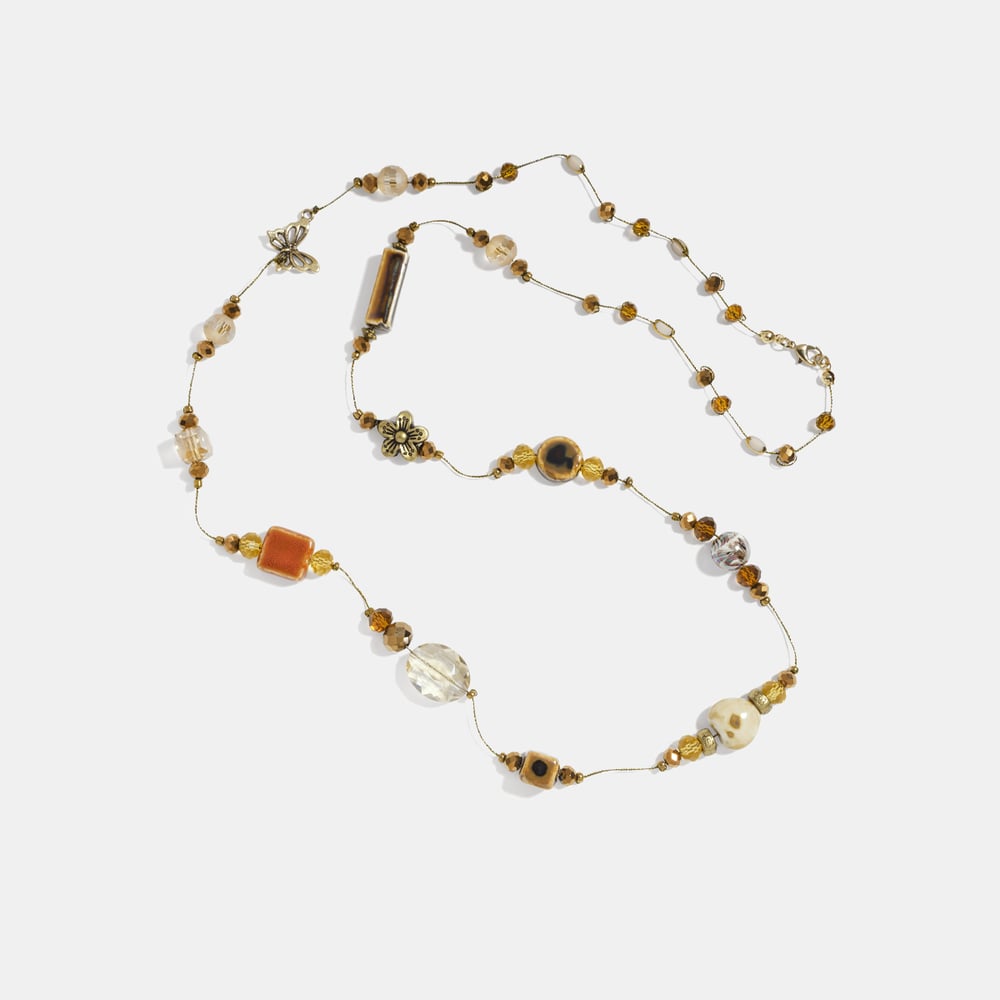 1 Piece Retro Flower Irregular Shape Ceramics Long Necklace