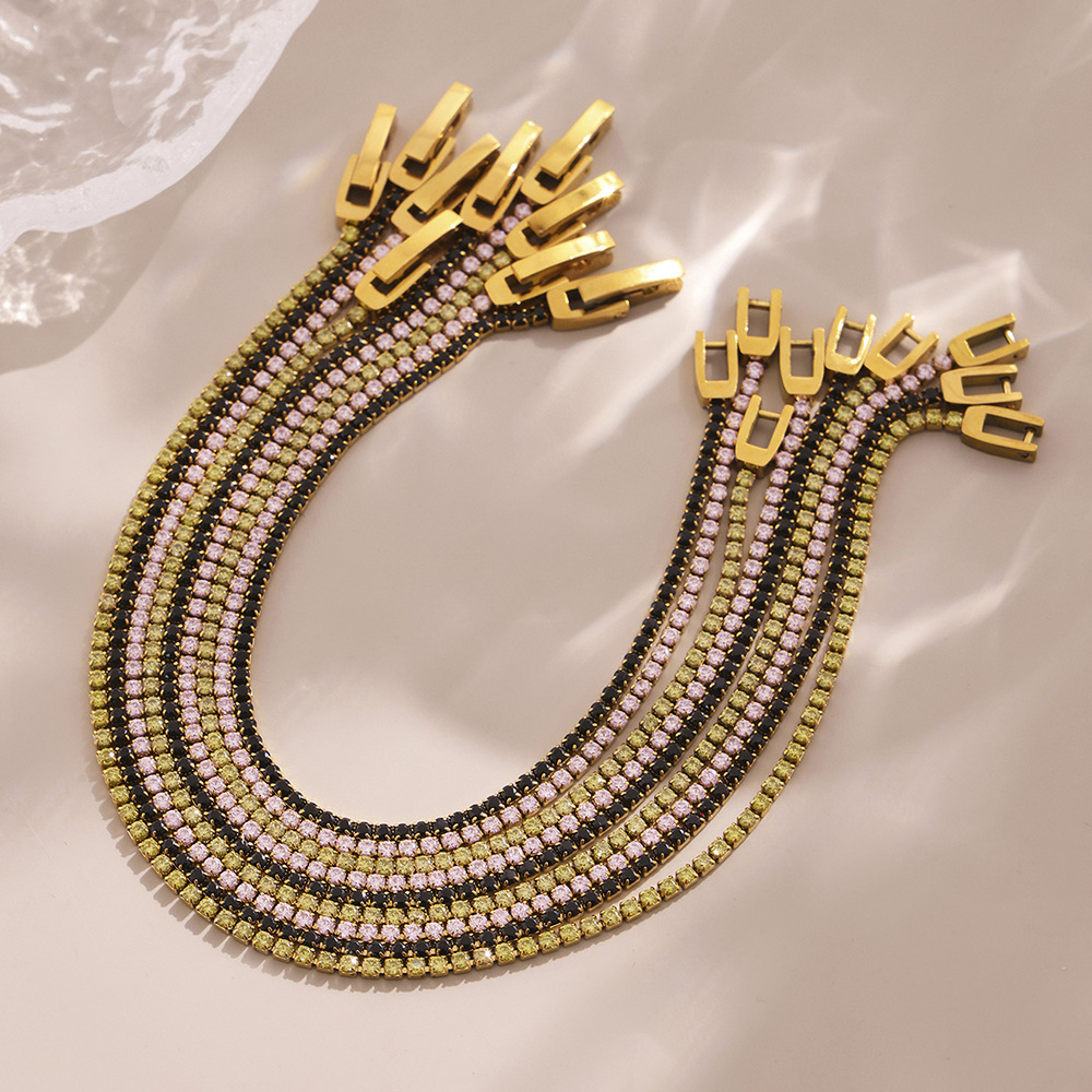 1 Stück Zarte Linien Edelstahl Gold Farbe Zirkon Damen Kettenarmbänder Bild2