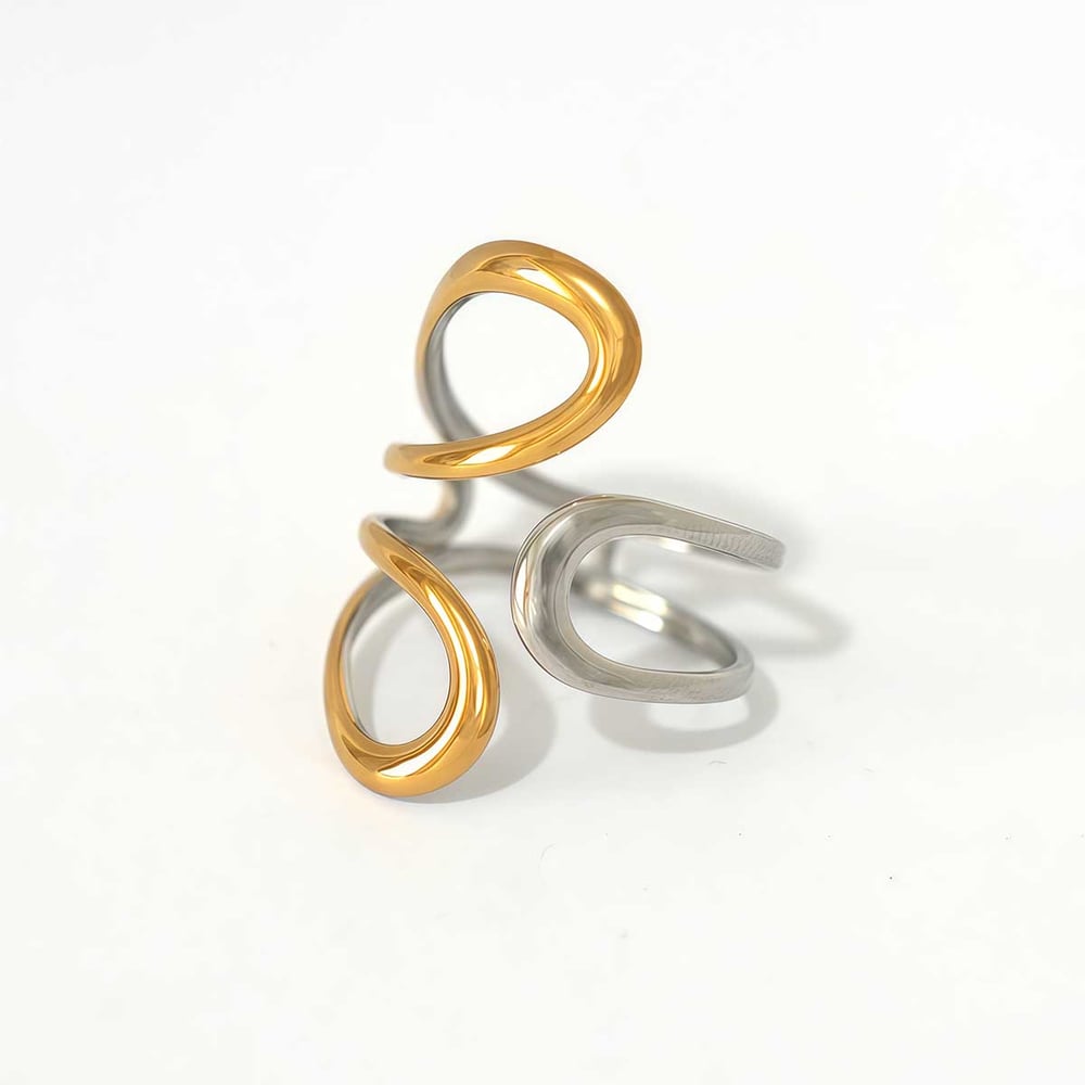 1 Piece  Simple Irregular Shape Stainless Steel  Gold Color Women's Statement Rings