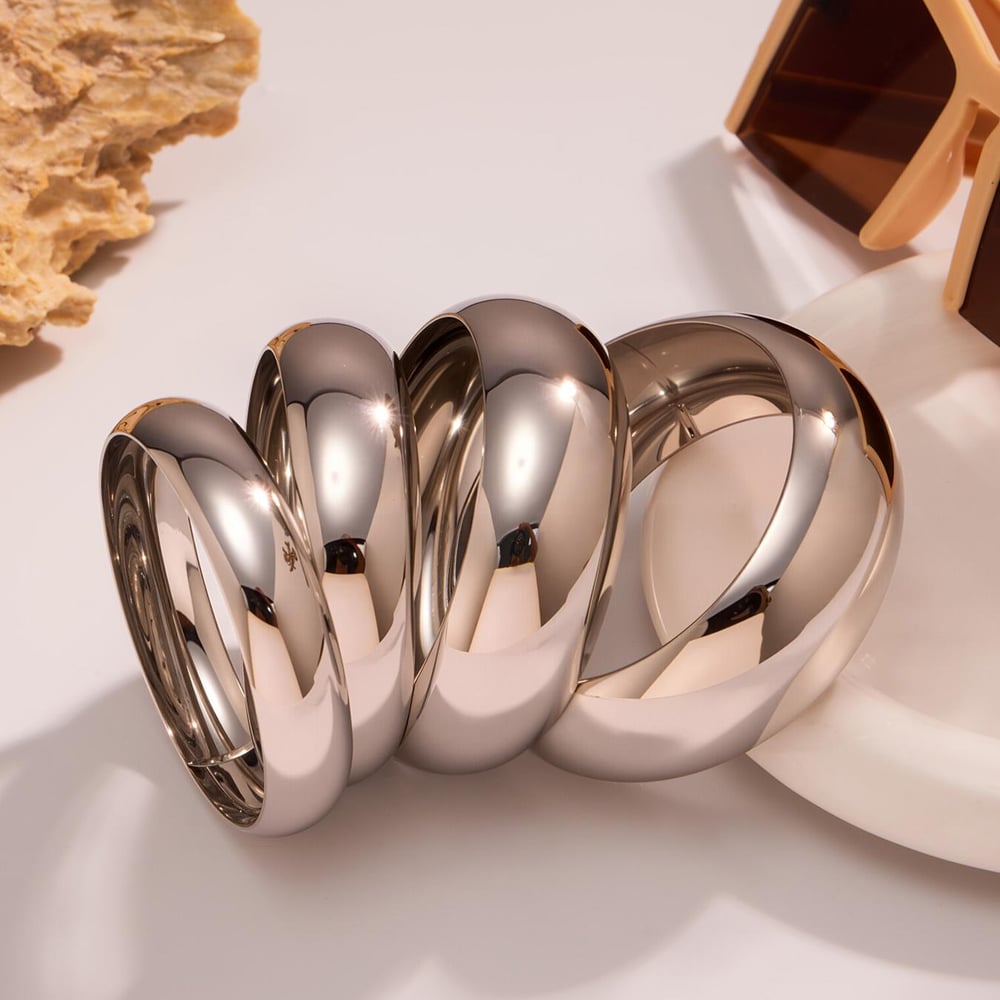 1 Piece Minimalist Solid Color Stainless Steel Women's Bangles Picture2