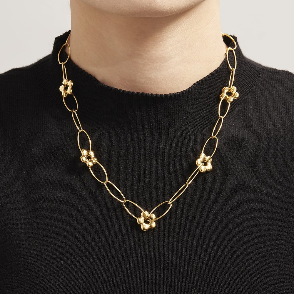 Romantic Flower Stainless Steel Gold Color Women's Jewelry Sets h5Picture4