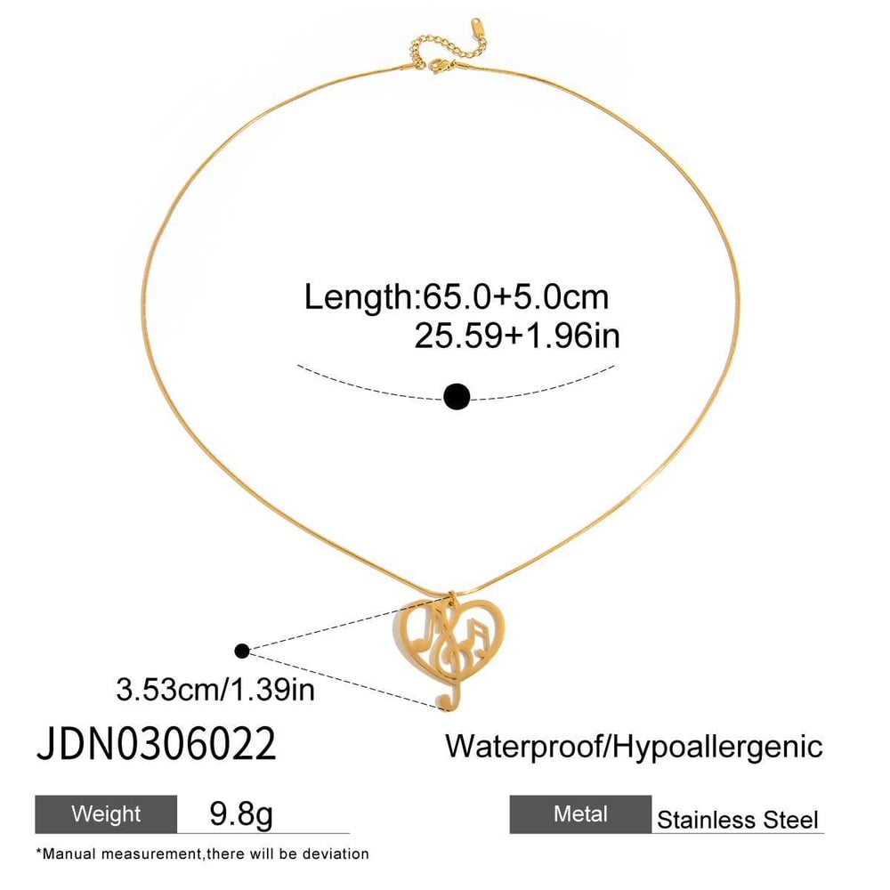 1 Piece Romantic Note Stainless Steel Gold Color Women's Pendant Necklaces h5Picture2
