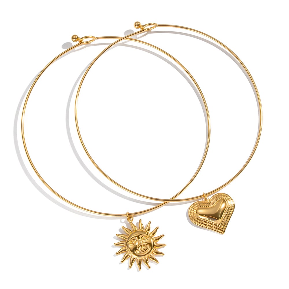 1 Stück Herz Sonne Edelstahl Gold Farbe Charm Halskette h5Bild5