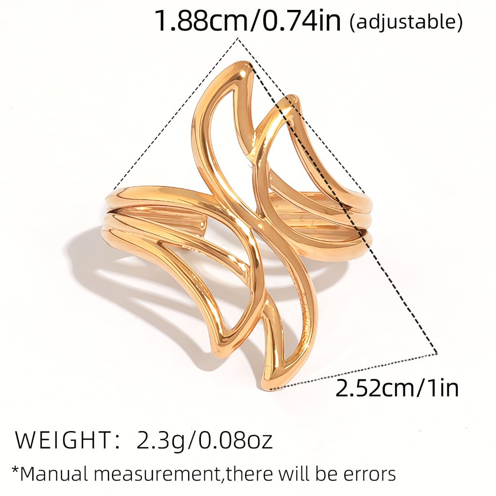 1 Piece Casual Irregular Shape Stainless Steel Gold Color Statement Rings h5Picture2