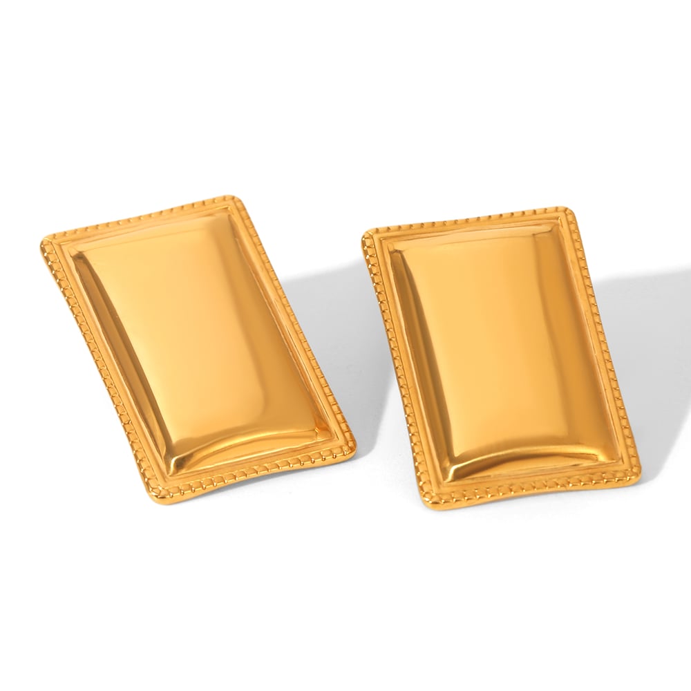1 Paar Simple Series Daily Rechteckige Ohrstecker aus Edelstahl in Goldfarbe für Damen