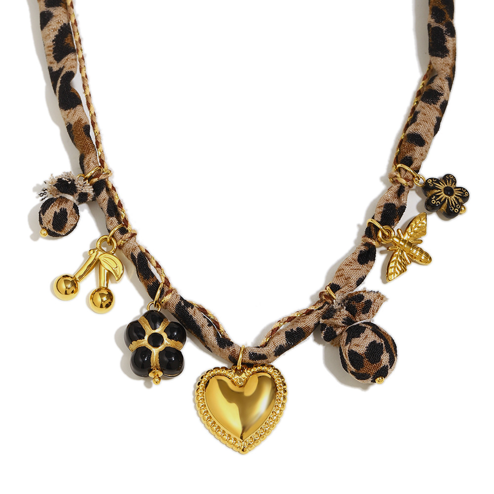 1 Stück Retro Herz Kirsche Edelstahl Gold Farbe Damen Anhänger Halsketten h5Bild4