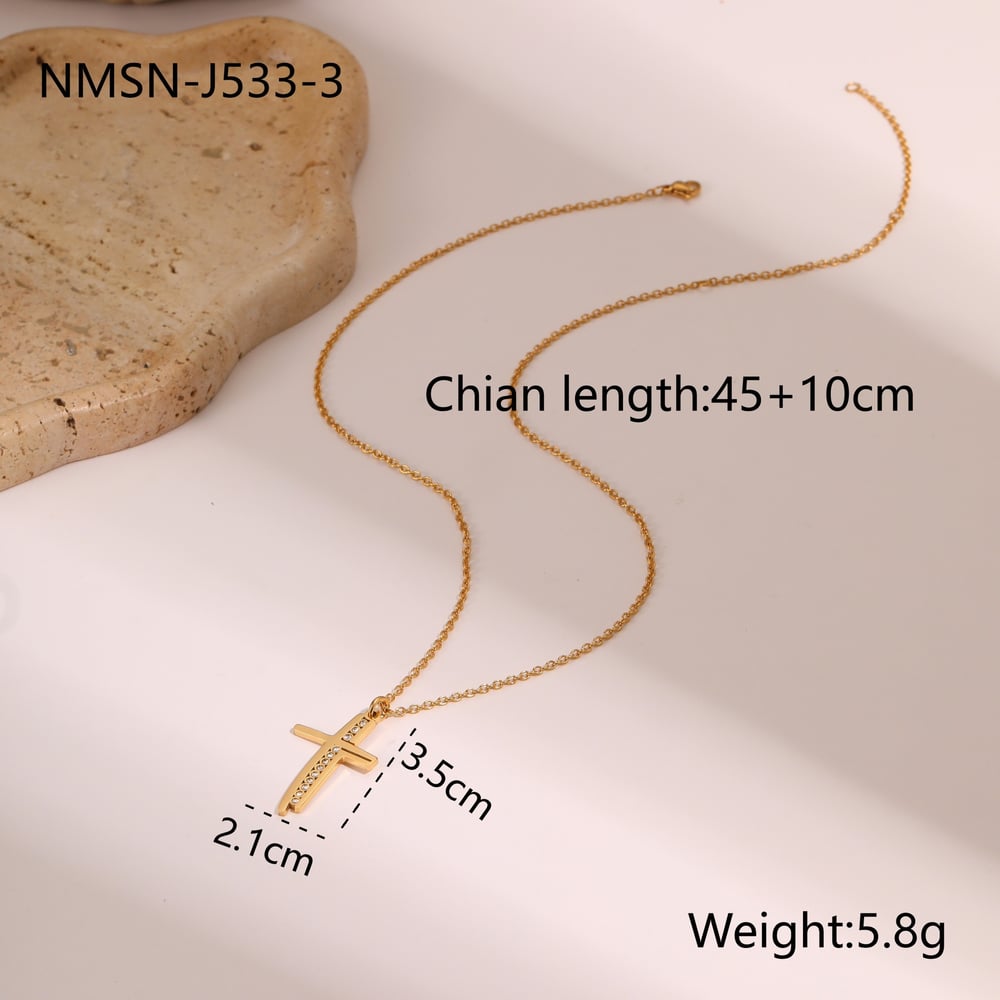 1 Piece Simple Cross Stainless Steel   Women's Pendant Necklaces