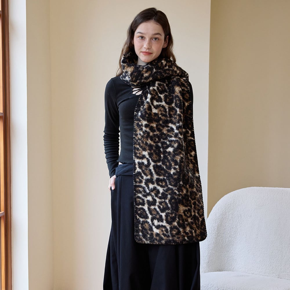 1 Stück Retro Leopardenmuster Polyester Damen Winterschals 