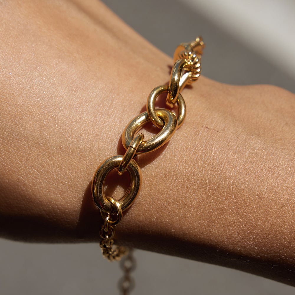 1 Piece Mixed Gold Color And Silver Colors Stainless Steel Women's Chain Bracelets h5Picture5