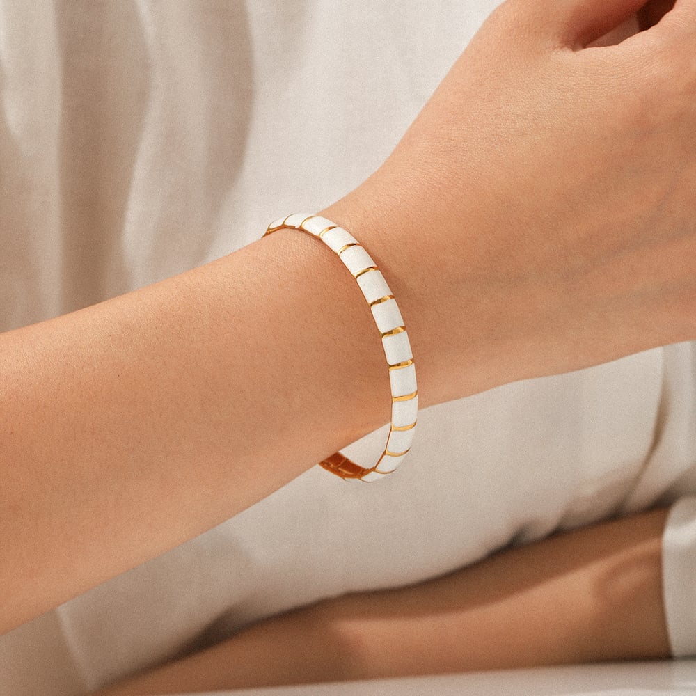 1 Stück Simple Series Daily Plant Edelstahl Goldfarben Damen Armreifen h5Bild3