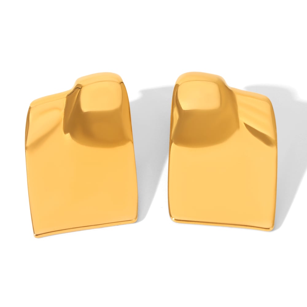 1 Paar tägliche rechteckige Ohrstecker aus Edelstahl in Goldfarbe für Damen