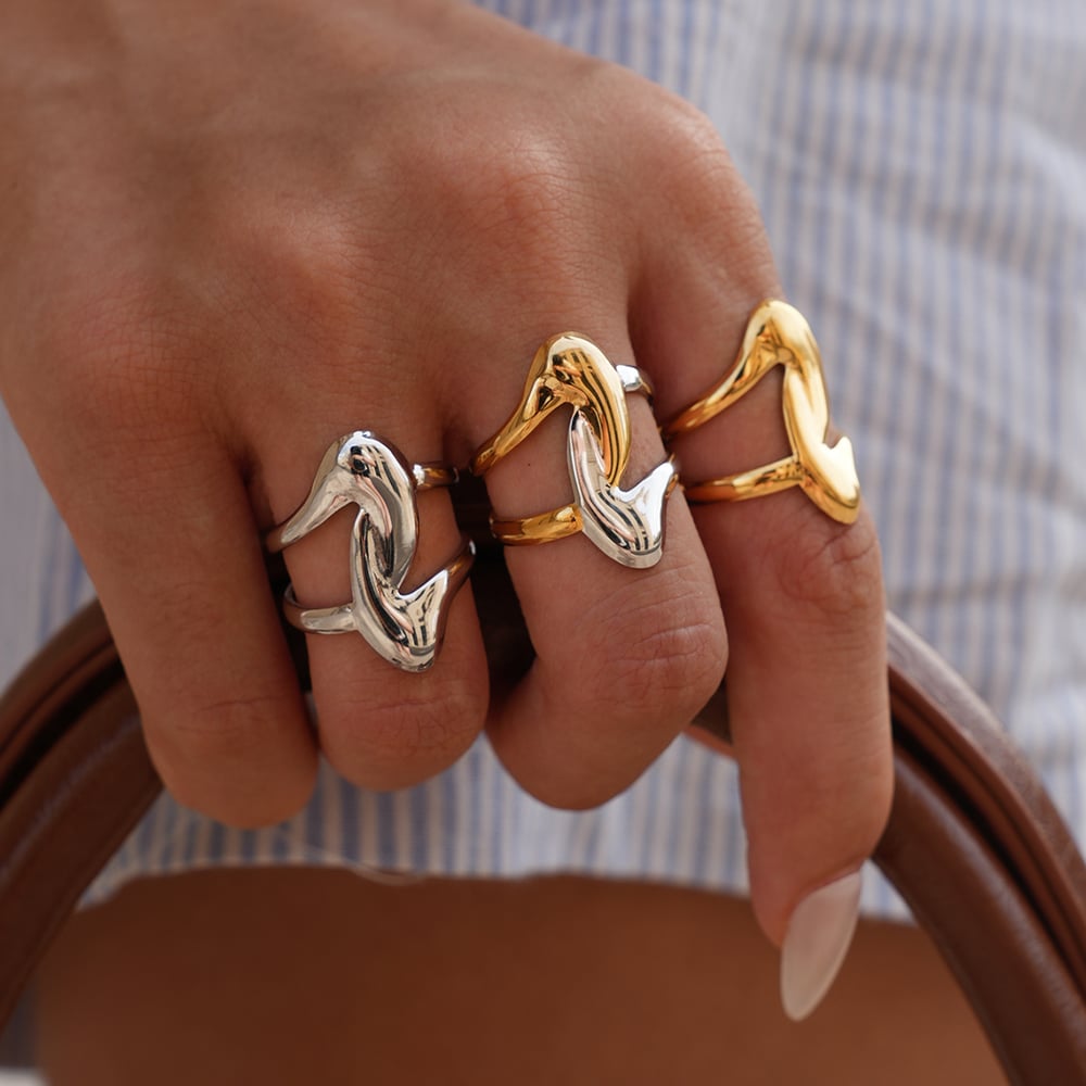 1 Piece Simple Irregular Shape Stainless Steel  Gold Color  Statement Rings h5Picture6