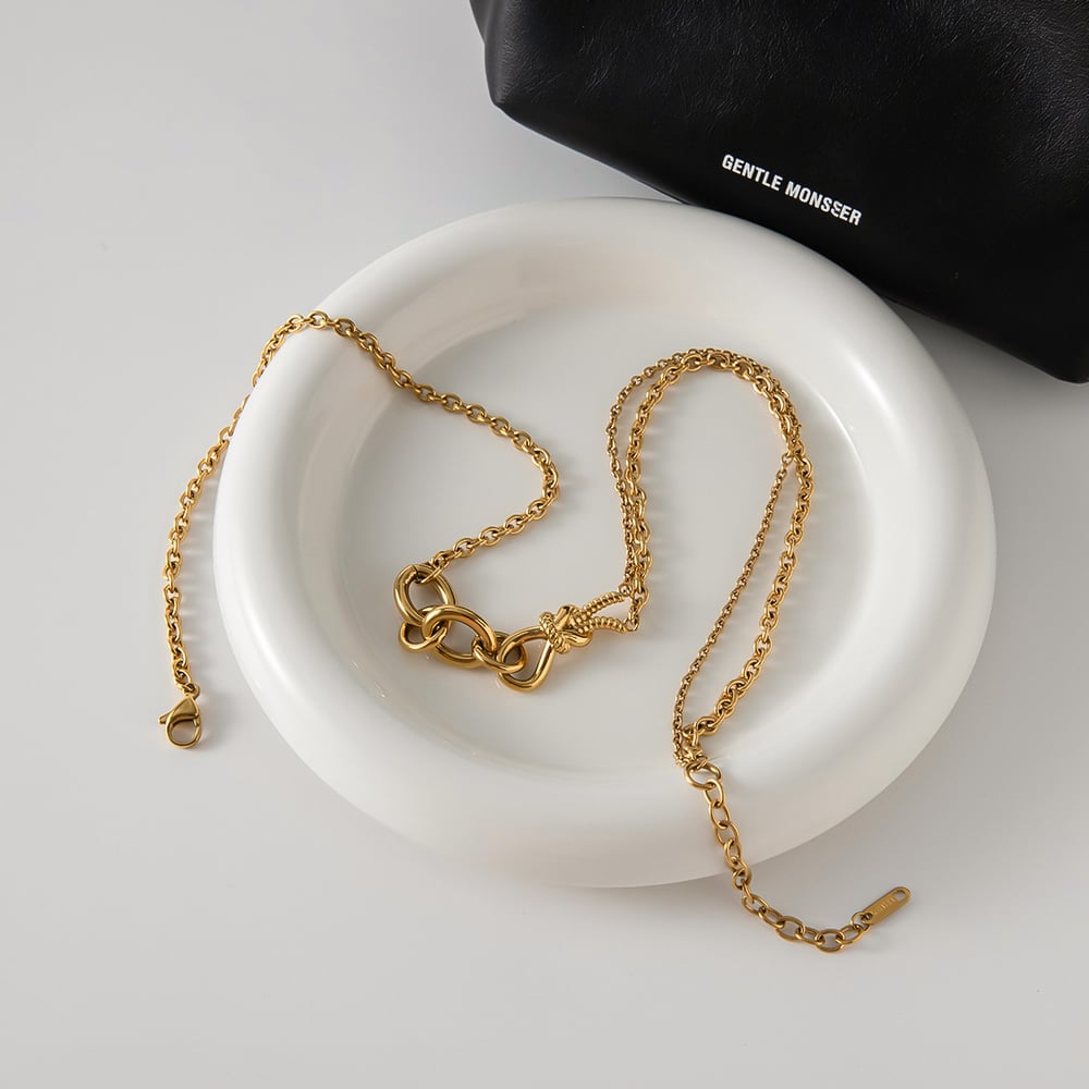 1 Piece Classic Twist Circle Stainless Steel Gold Color Women's Chain Necklaces h5Picture7