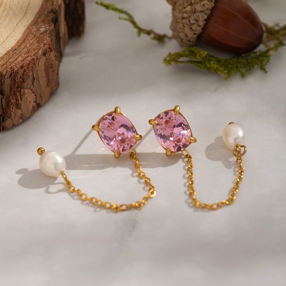 1 Pair Irregular Shape Stainless Steel Gold Color Zircon Dangle Earrings Picture5