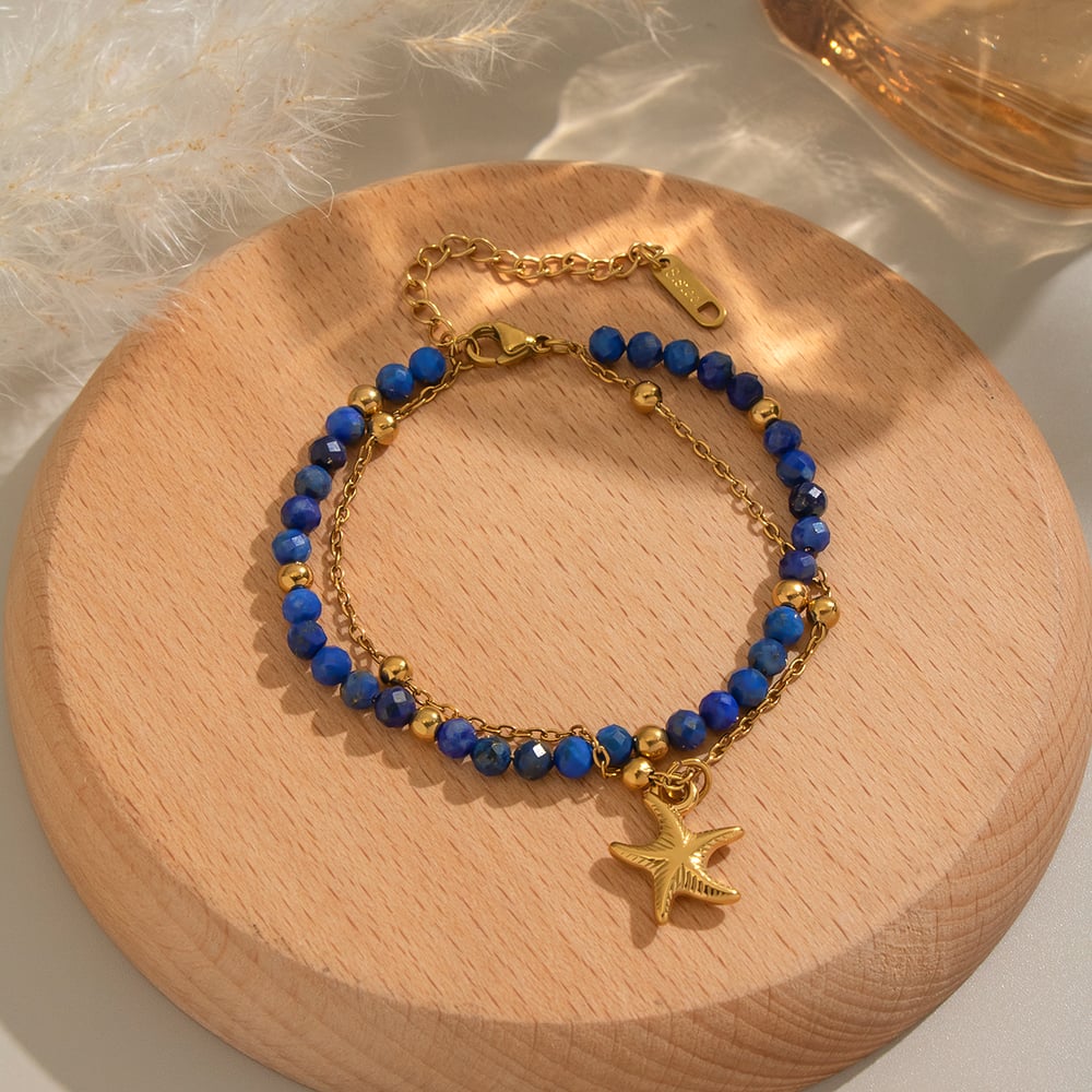 1 Piece Natural Stone Beads Stainless Steel Beaded Bracelet Picture4