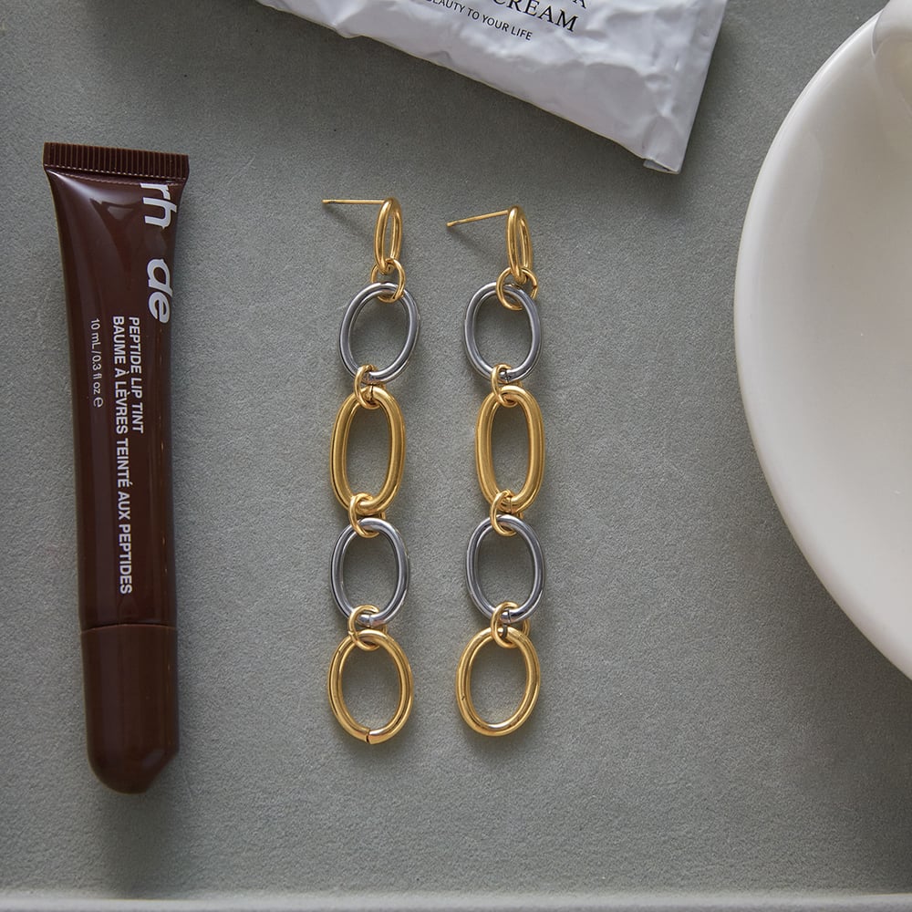 1 Pair Classic Circle Stainless Steel Gold&Silver Color Women's Dangle Earrings h5Picture6