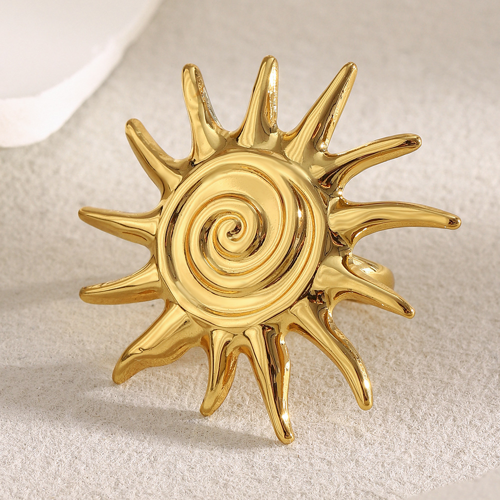 Classic Sun Stainless Steel Gold Color Women's Jewelry Sets h5Picture5