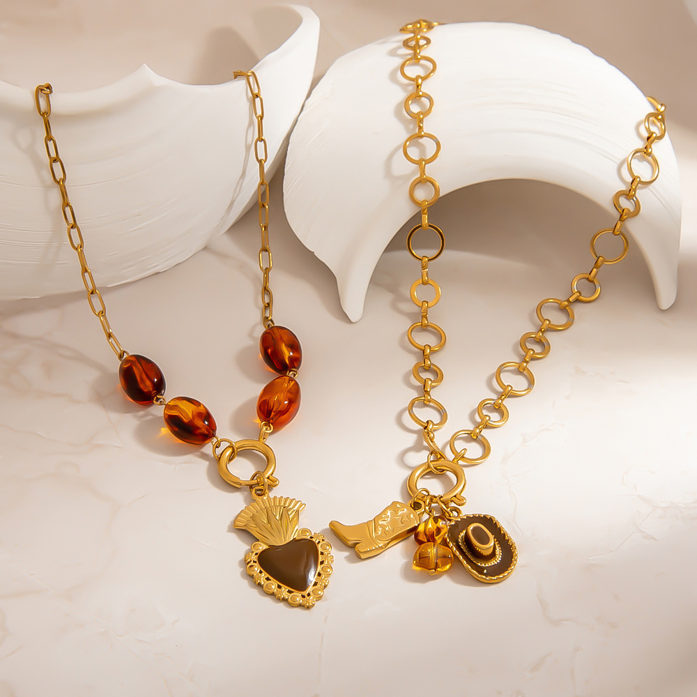 1 Piece Simple  Casual Irregular Shape Heart Stainless Steel  Women's Pendant Necklaces Picture4