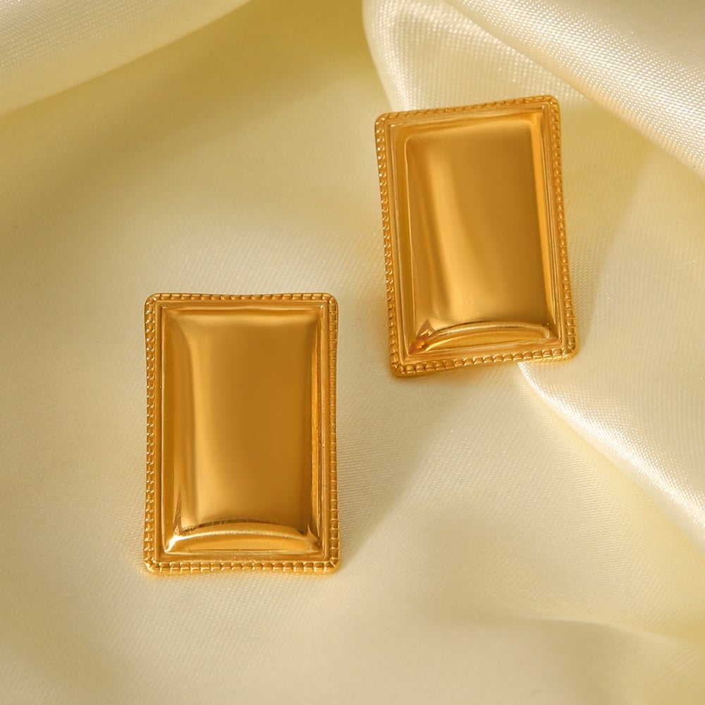 1 Paar Simple Series Daily Rechteckige Ohrstecker aus Edelstahl in Goldfarbe für Damen h5Bild5