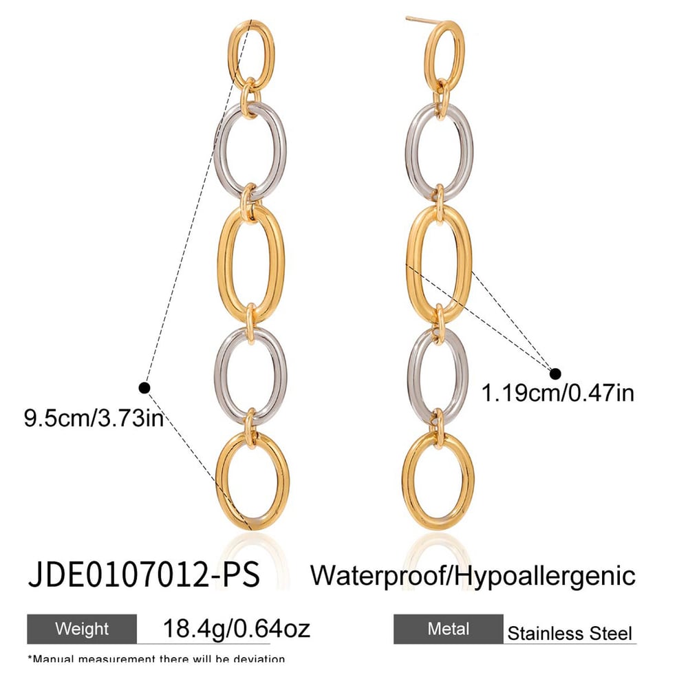 1 Pair Classic Circle Stainless Steel Gold&Silver Color Women's Dangle Earrings h5Picture2