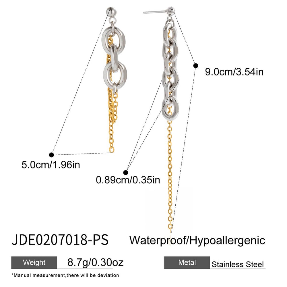 1 Pair Simple Chain Mixed Gold&Silver Colors Stainless Steel Women's Dangle Earrings h5Picture2