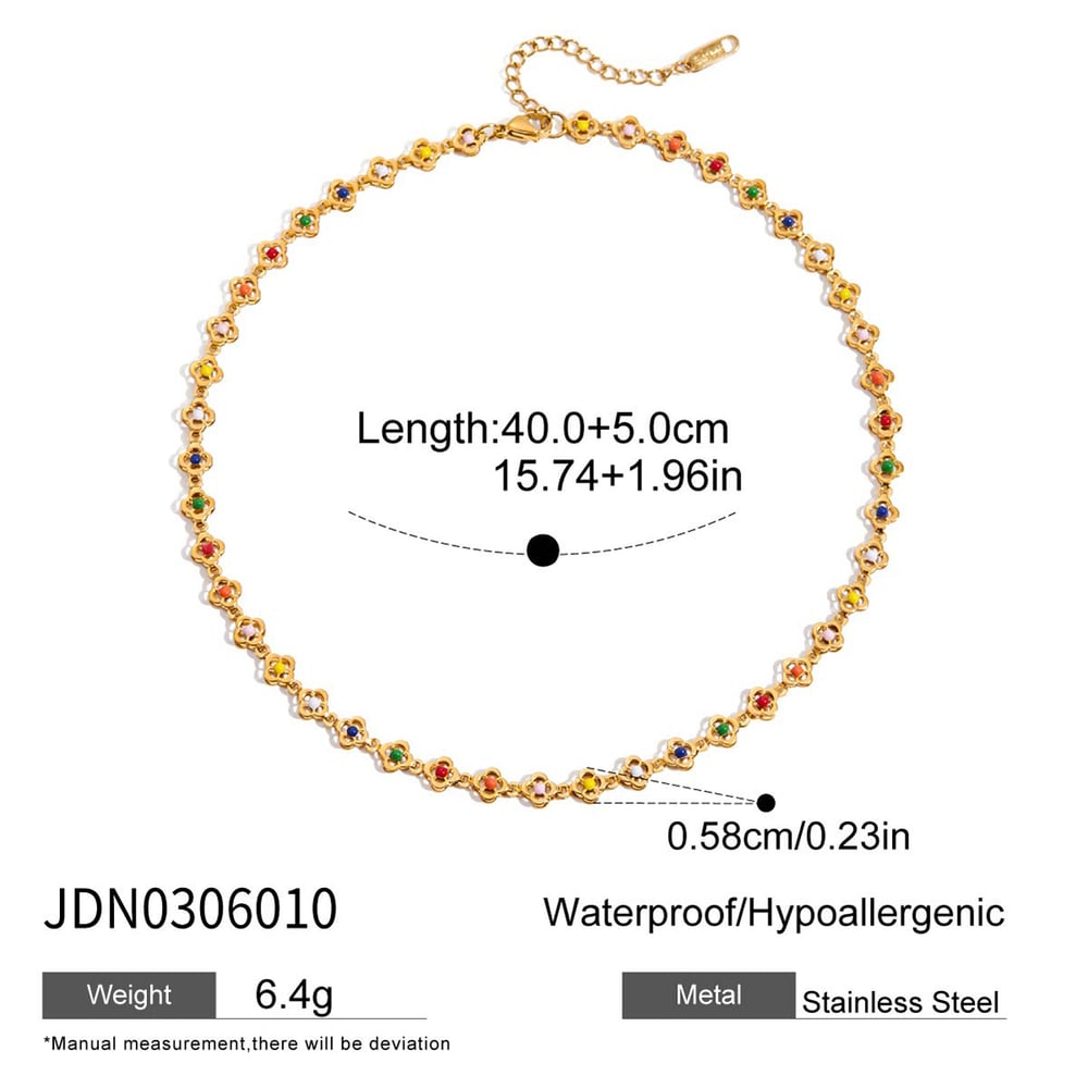 Colorful Flower Stainless Steel Gold Color Women's Jewelry Sets