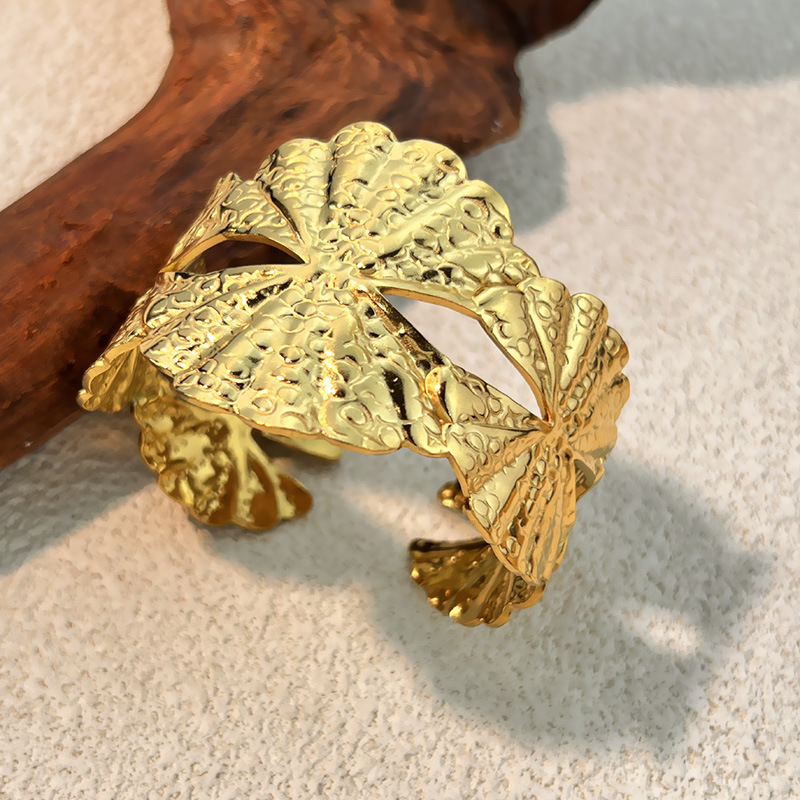 1 Piece Flower Stainless Steel Gold Color Cuff Bracelet h5Picture3