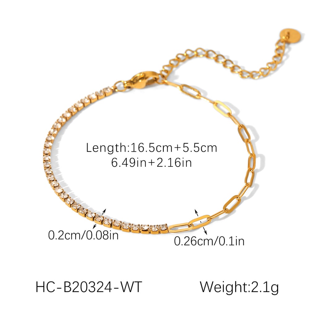 1 Piece Daily Patchwork Stainless Steel  Gold Color  Women's Chain Bracelets h5Picture2