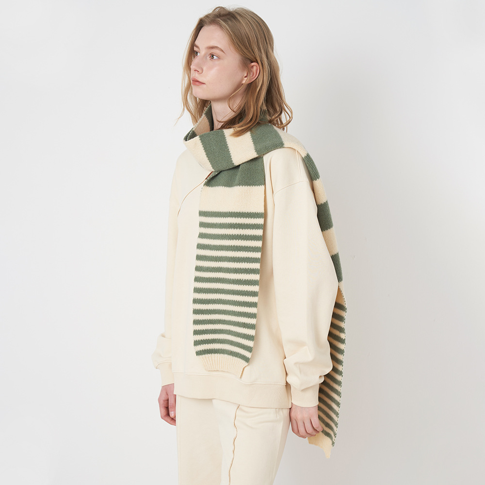 1 Stück schwarz-weiß gestreifte Winterschals aus Kunstfaser für Damen h5Bild4